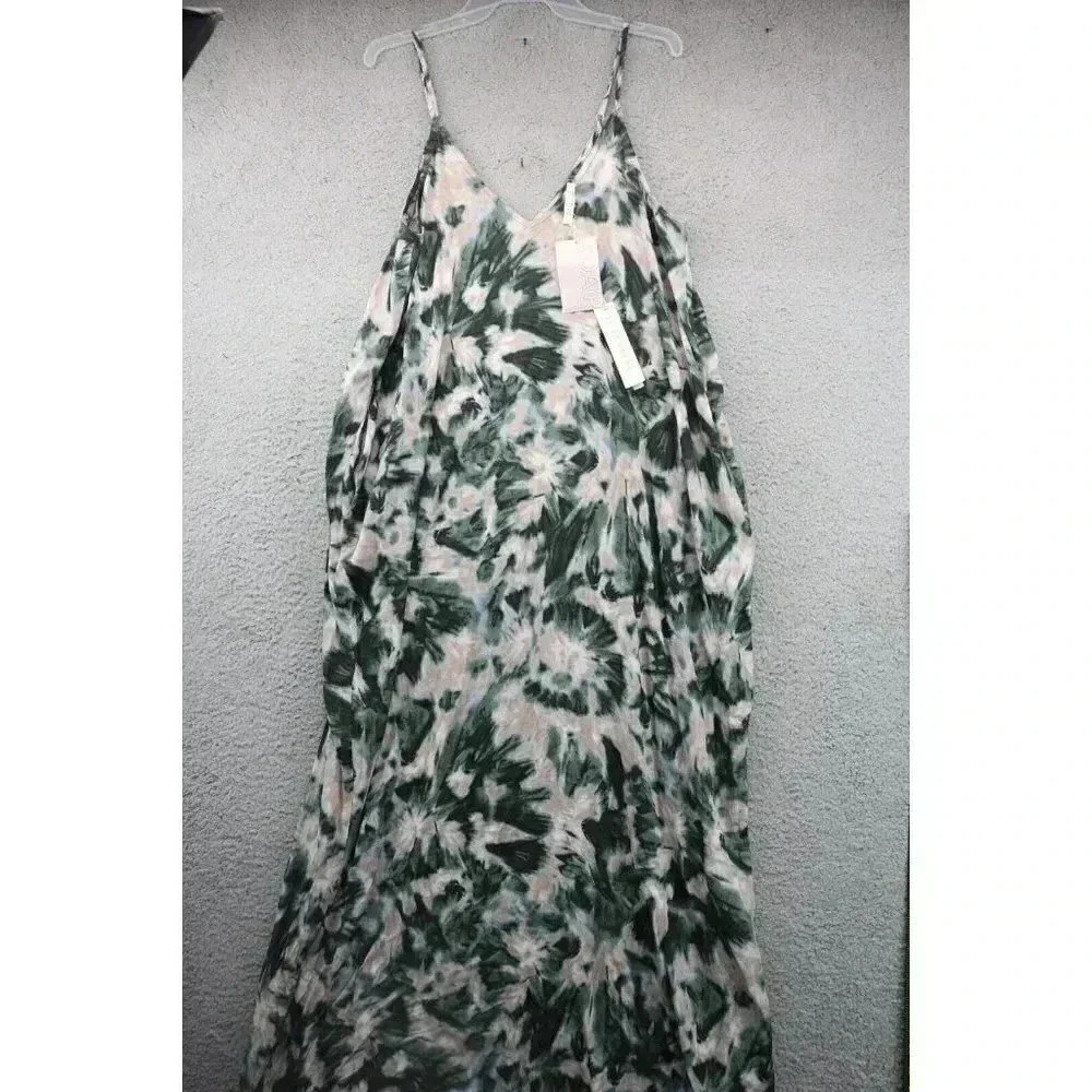 Love Stitch Long Maxi Olive Dress Adair-Pockets-S/M-New w/Tags-Tye Dye